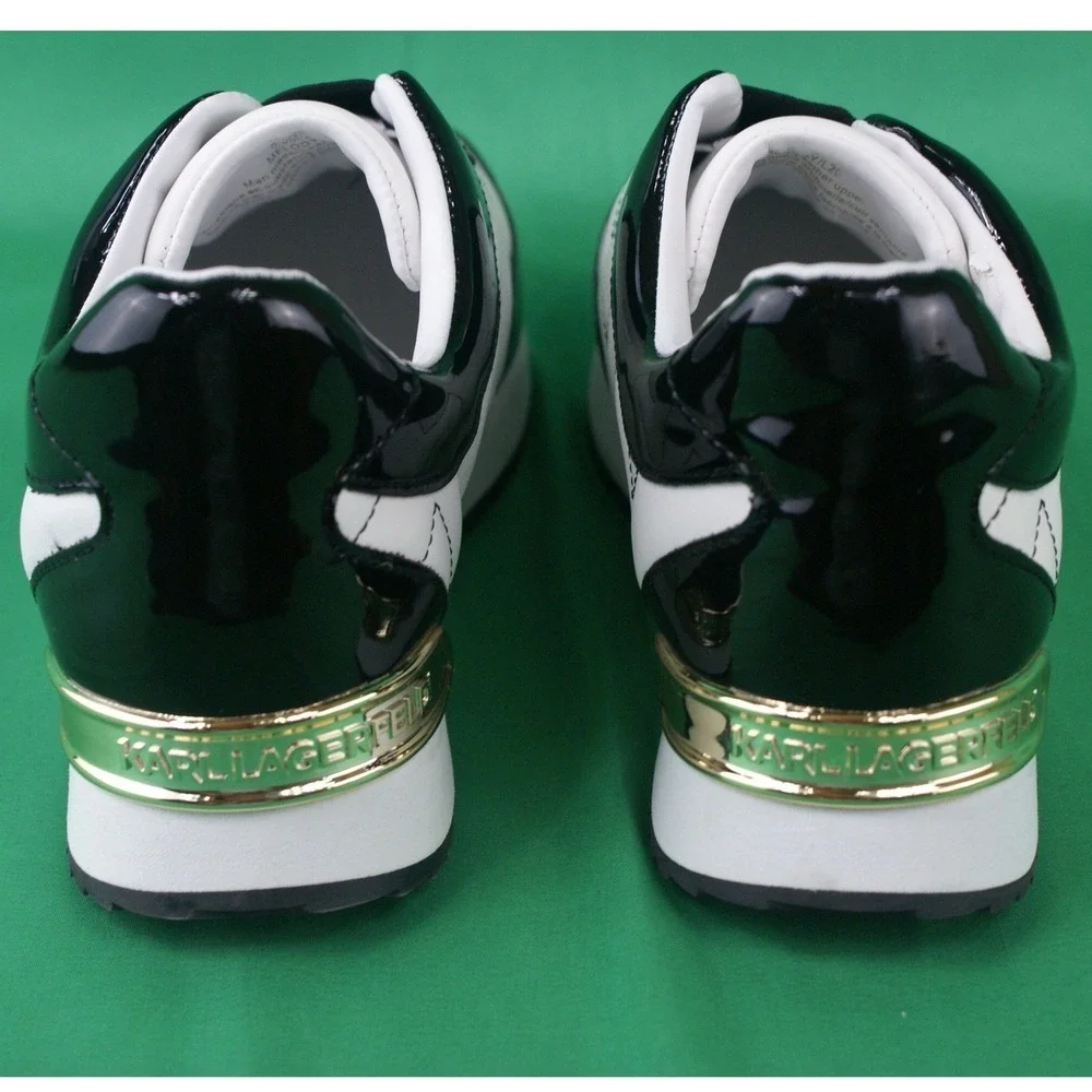 Karl Lagerfeld Paris Melody‎ Black/White Faux Leather Platform Womens Sneakers 8